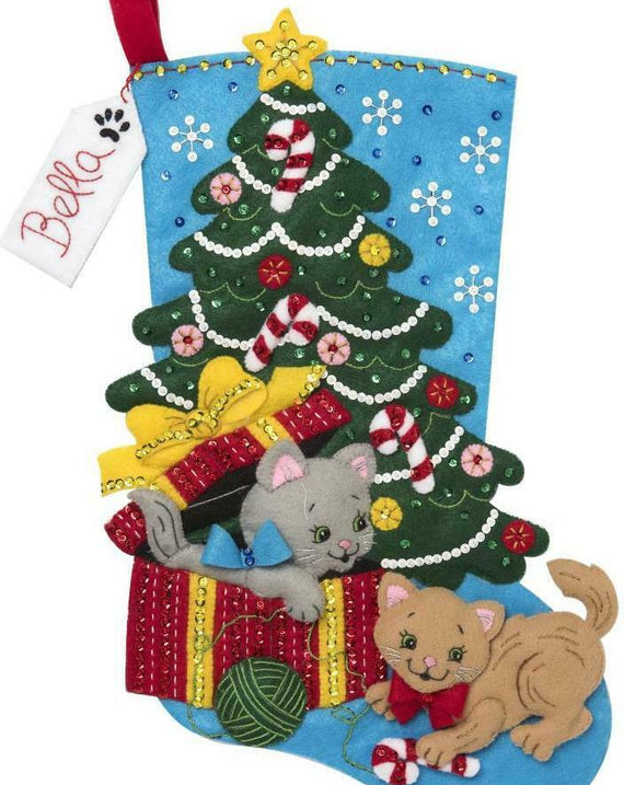 DMG DIY Bucilla Pawfect Gift Cat Kitten Christmas Felt Stocking Kit 86899E