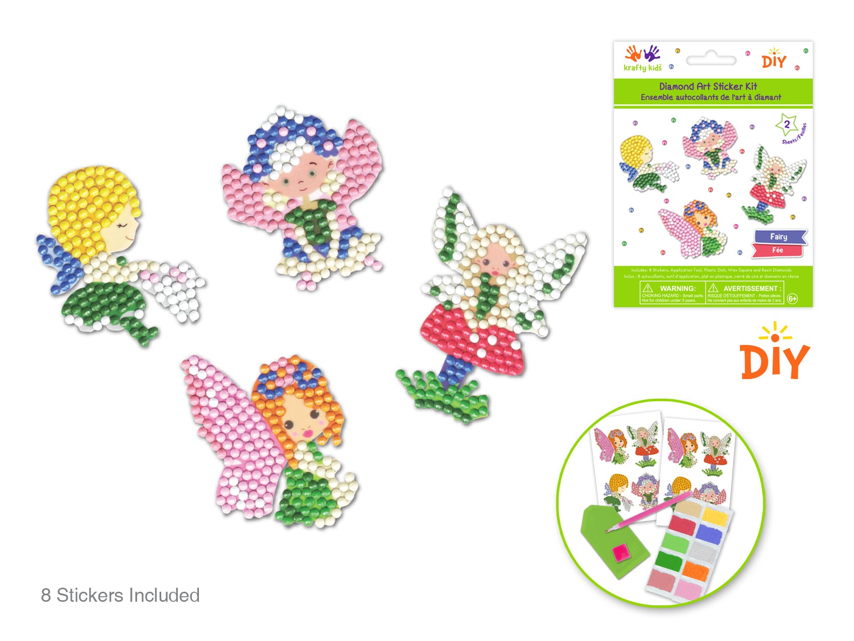 DIY Krafty Kids Fairy Diamond Art Sticker Facet Bead Craft Kit