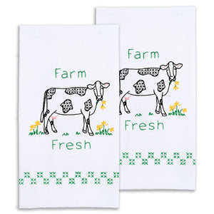 DIY Jack Dempsey Farm Fresh Cow Stamped Embroidery Hand Towel Kit