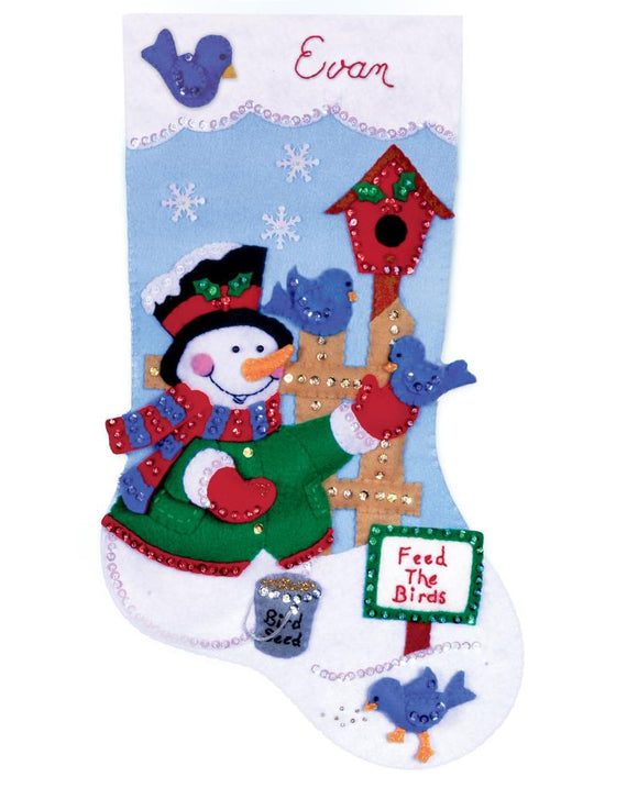 DIY Design Works Feeding the Birds Christmas Holiday Felt Stocking Kit 5296