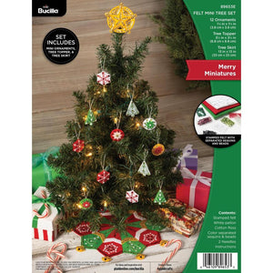 DIY Bucilla Felt Mini Tree Set Skirt Topper Ornaments Felt Kit 89653E
