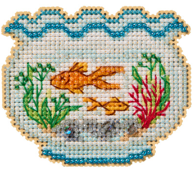 DIY Mill Hill Fish Bowl Counted Cross Stitch Magnet Kit