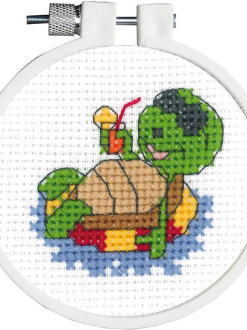 DIY Janlynn Floating Turtle Kids Stitch Beginner Mini Counted Cross Stitch Kit