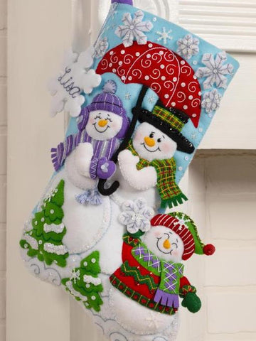 DIY Bucilla Frosty Family Snowman Christmas Felt Stocking Kit 89683E