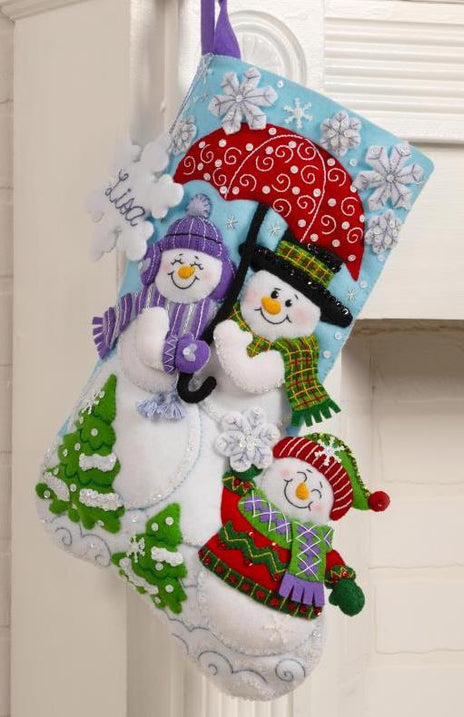 DIY Bucilla Frosty Family Snowman Christmas Felt Stocking Kit 89683E