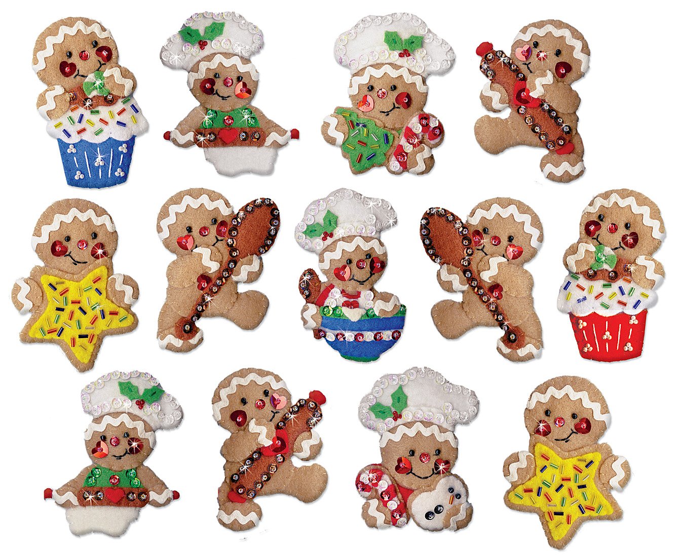 DIY Design Works Gingerbread Chefs Christmas Felt Ornament Kit