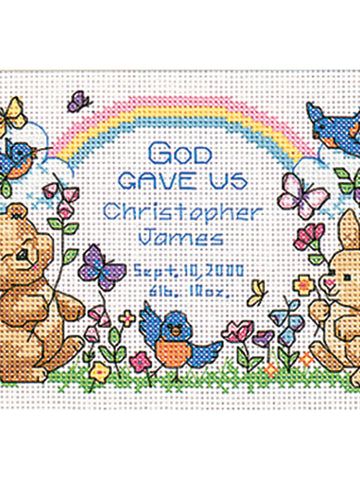 DIY Dimensions Gods Babies Birth Record Baby Counted Cross Stitch Kit