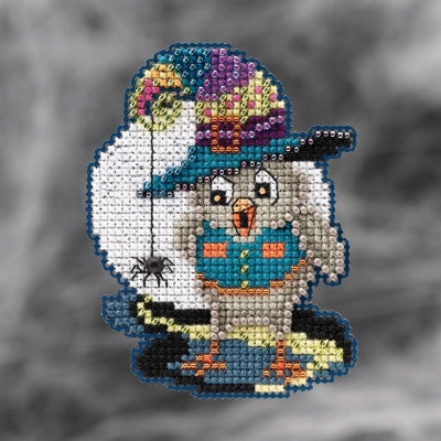DIY Mill Hill Halloween Owl Moon Counted Cross Stitch Magnet Kit