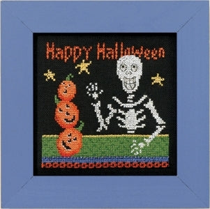 DIY Mill Hill Happy Skeleton Halloween Counted Cross Stitch Picture Kit