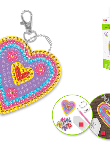 DIY Krafty Kids Heart Diamond Art Keychain Facet Bead Craft Kit