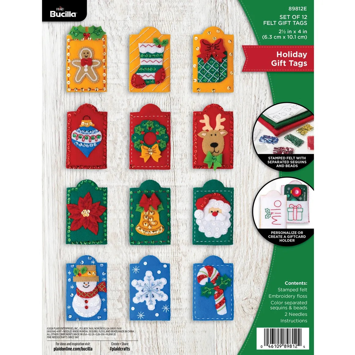 DIY Bucilla Holiday Gift Tags Christmas Felt Ornament Kit