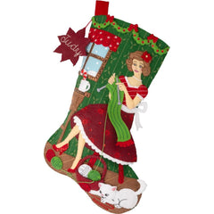 DIY Bucilla Holiday Knitting Christmas Felt Stocking Kit 89725