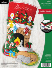 Load image into Gallery viewer, DMG DIY Bucilla Holiday Hearth Cat Dog Christmas Felt Stocking Kit 89486E