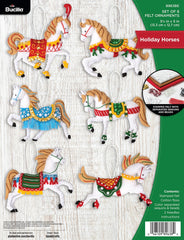 DIY Bucilla Holiday Horses Christmas Felt Ornament Kit 89638E