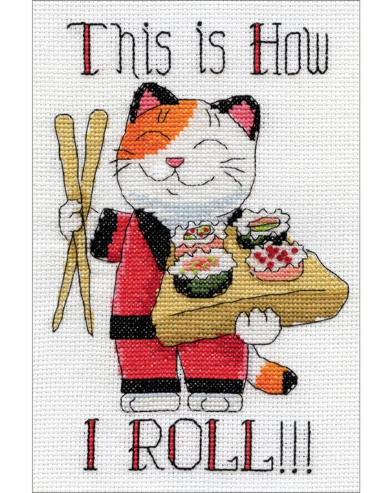 DIY Design Works How I Roll Cat Sushi Counted Cross Stitch Kit 2954