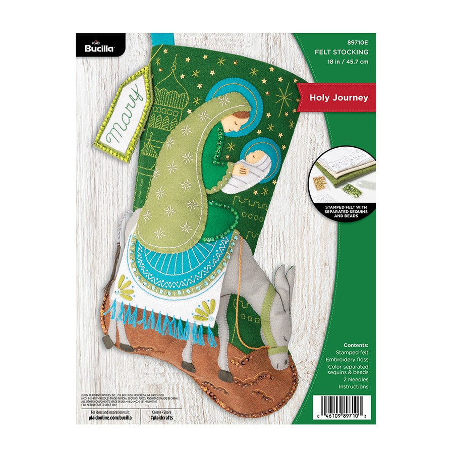 DIY Bucilla Holy Journey Nativity Christmas Felt Stocking Kit 89710E