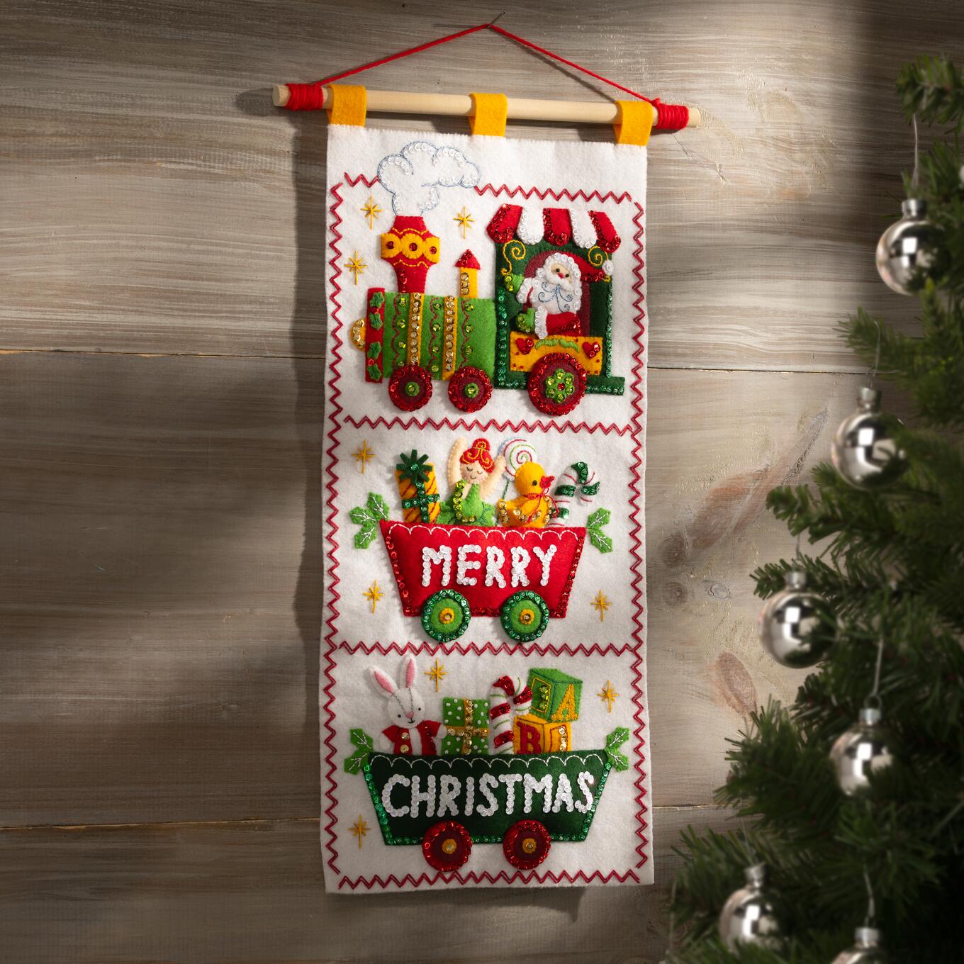 DIY Bucilla Jolly Trolley Train Christmas Felt Wall Hanging Kit