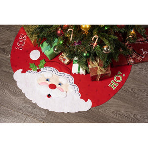 DIY Bucilla Jolly Santa Face Christmas Holiday Felt Tree Skirt Kit 89640E