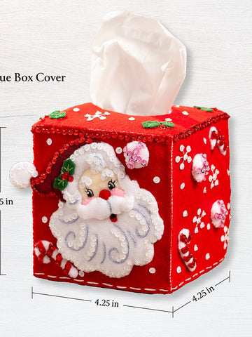 DIY Bucilla Jolly St Nick Christmas Tissue Box Cover Felt Craft Kit 89678E
