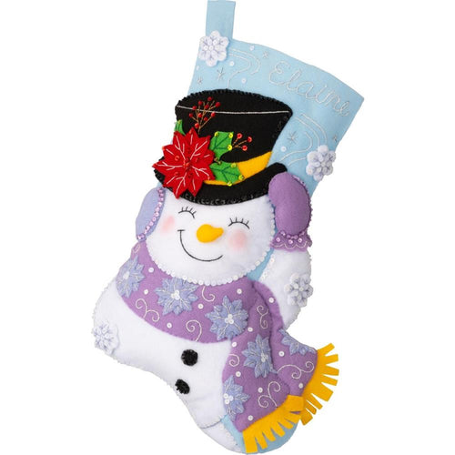 DIY Bucilla Jolly Top Hat Snowman Christmas Felt Stocking Kit 89615E