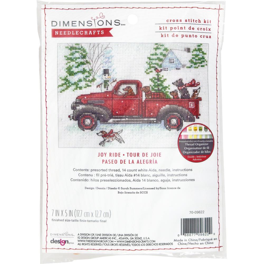 DIY Dimensions Joy Ride Dog Truck Christmas Counted Cross Stitch Kit 09622