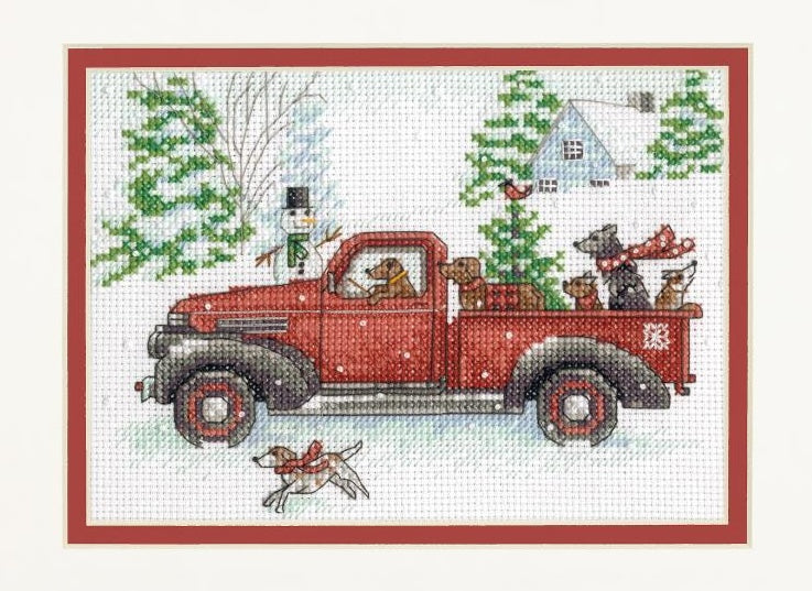 DIY Dimensions Joy Ride Dog Truck Christmas Counted Cross Stitch Kit 09622