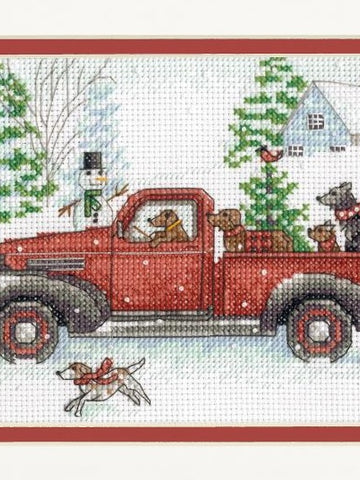 DIY Dimensions Joy Ride Dog Truck Christmas Counted Cross Stitch Kit 09622