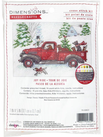 DIY Dimensions Joy Ride Dog Truck Christmas Counted Cross Stitch Kit 09622