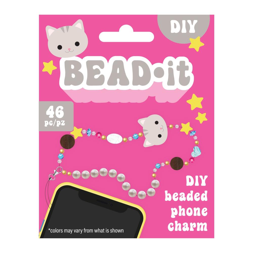 DIY Kitty Cat Bead It Phone Charm or Bracelet Kit Kids Craft Gift