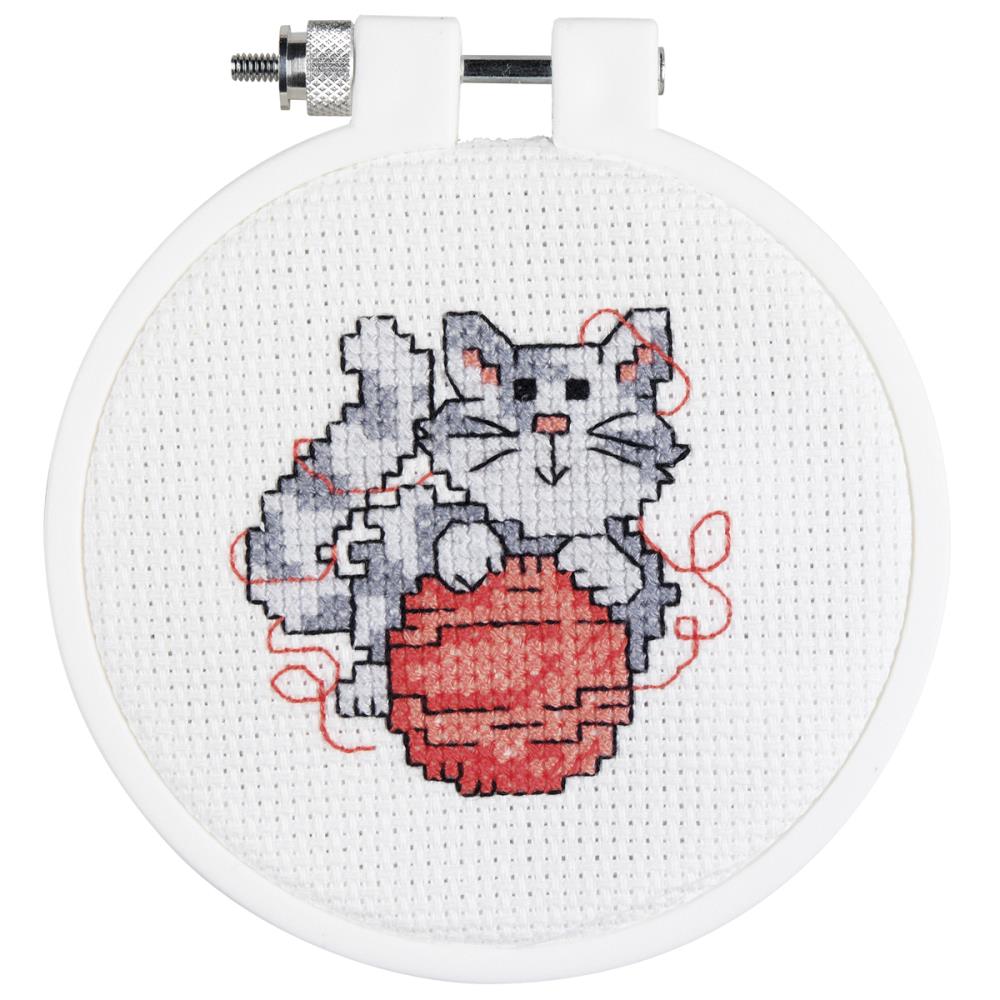 DIY Janlynn Kitty Cat Kids Stitch Beginner Mini Counted Cross Stitch Kit