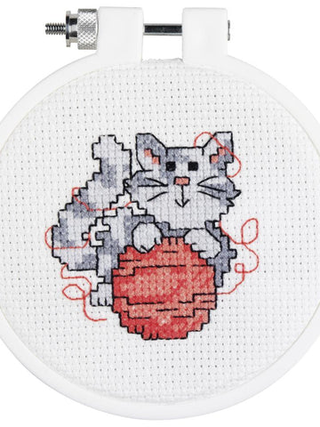 DIY Janlynn Kitty Cat Kids Stitch Beginner Mini Counted Cross Stitch Kit