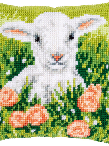 DIY Vervaco Lamb among Flowers Chunky Needlepoint 16