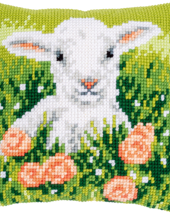 DIY Vervaco Lamb among Flowers Chunky Needlepoint 16