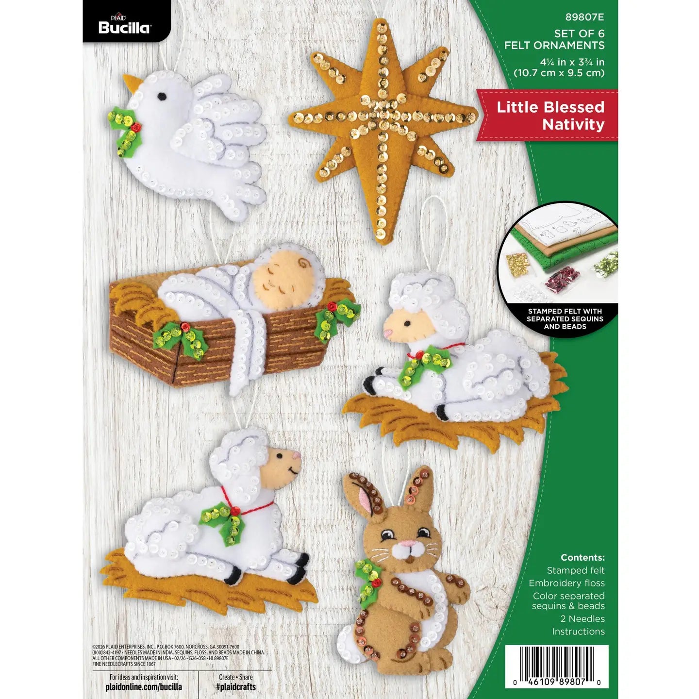 DIY Bucilla Little Blessed Nativity Manger Christmas Felt Ornament Kit