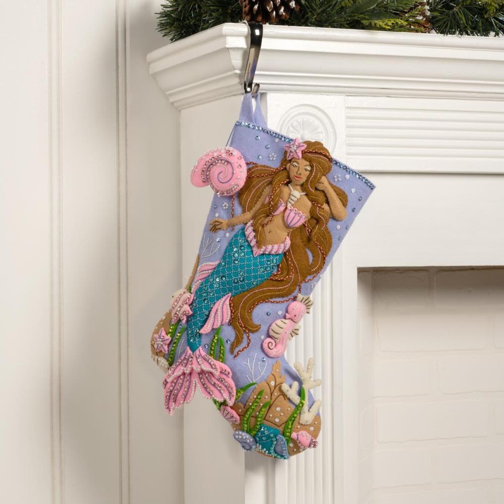 DIY Bucilla Mystical Mermaid Christmas Felt Stocking Kit 89664E