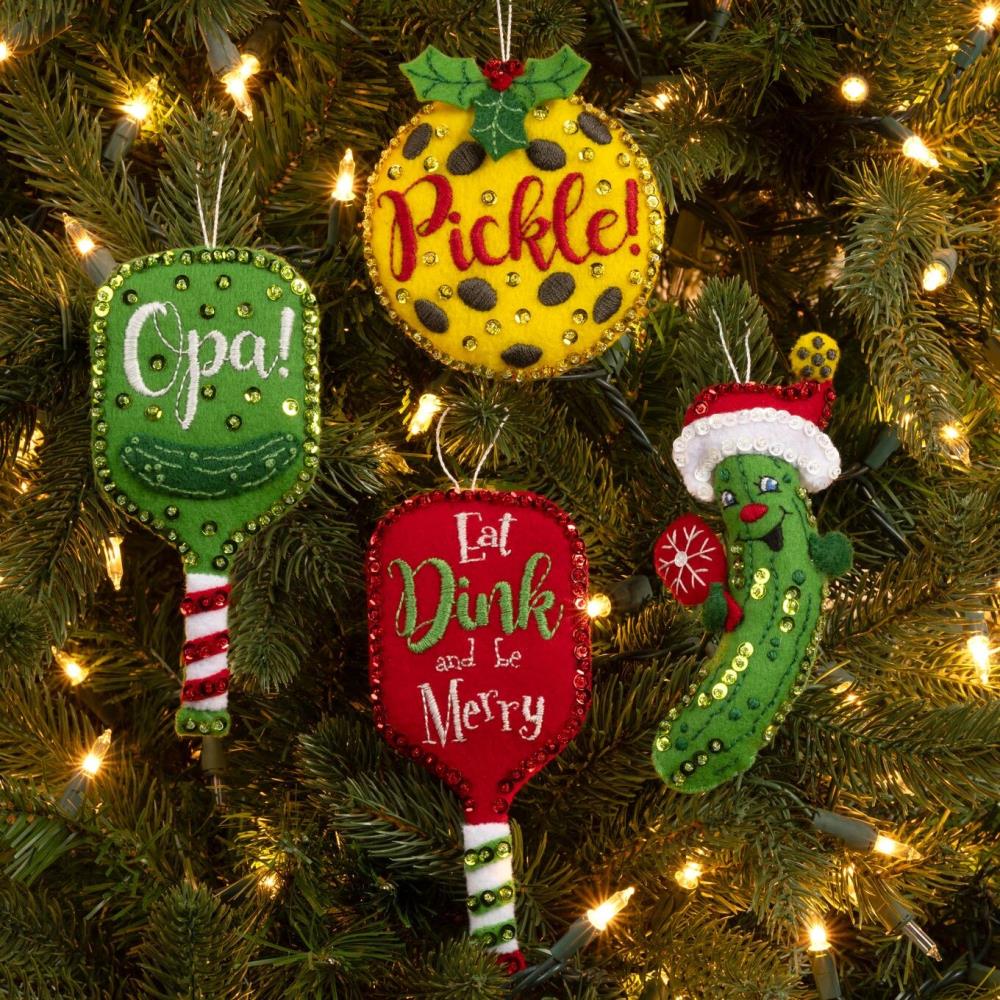 DIY Bucilla Merry Pickleball Christmas Felt Tree Ornament Kit 89711E