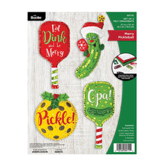 DIY Bucilla Merry Pickleball Christmas Felt Tree Ornament Kit 89711E