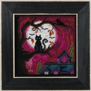 DIY Mill Hill Moonstruck Scary Cat Halloween Bead Cross Stitch Picture Kit