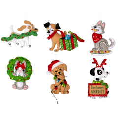 DIY Bucilla Mischievous Puppies Christmas Felt Tree Ornament Kit