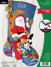 Load image into Gallery viewer, DIY Bucilla Moonlight Santa Christmas Felt Stocking Kit 89599E