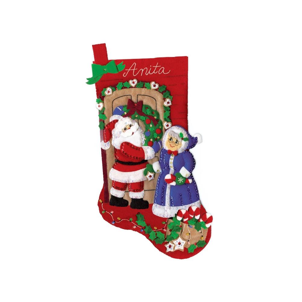 DIY Design Works Mr & Mrs Claus Christmas Holiday Felt Stocking Kit 5292