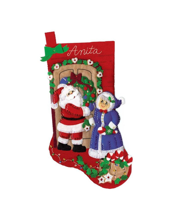 DIY Design Works Mr & Mrs Claus Christmas Holiday Felt Stocking Kit 5292