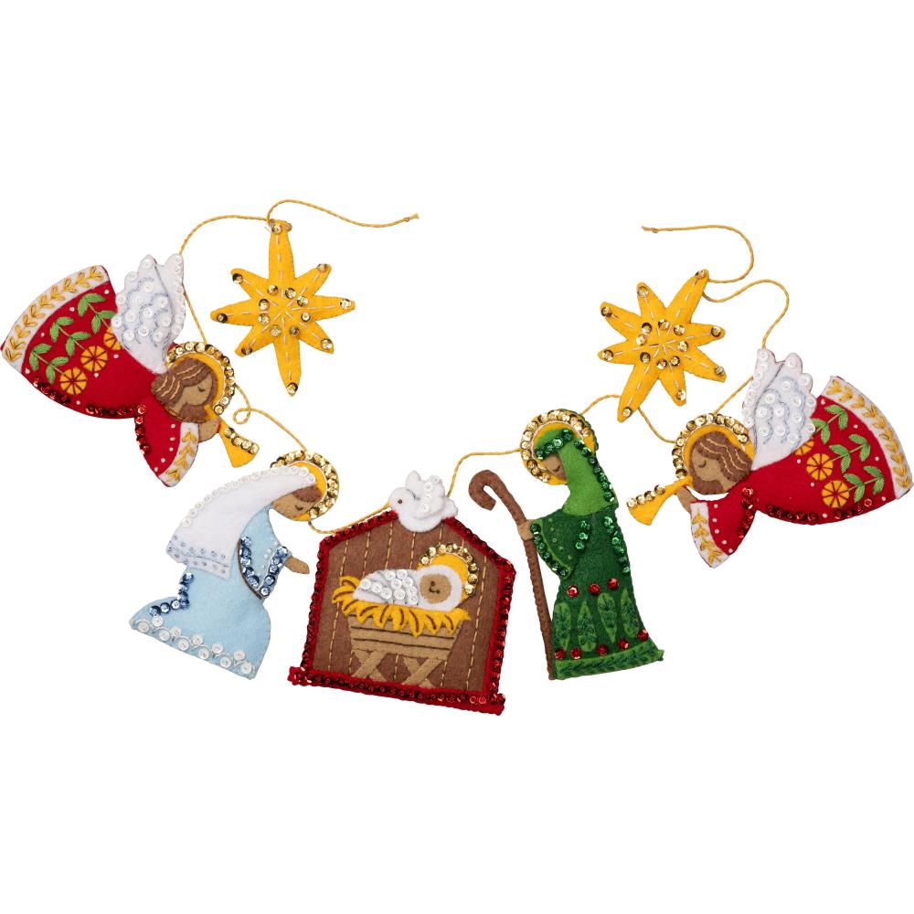 DIY Bucilla Nativity Christmas Garland Felt Wall Hanging Kit