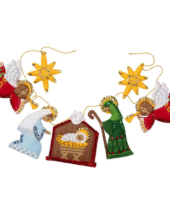 DIY Bucilla Nativity Christmas Garland Felt Wall Hanging Kit