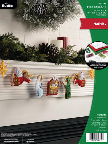 DIY Bucilla Nativity Christmas Garland Felt Wall Hanging Kit