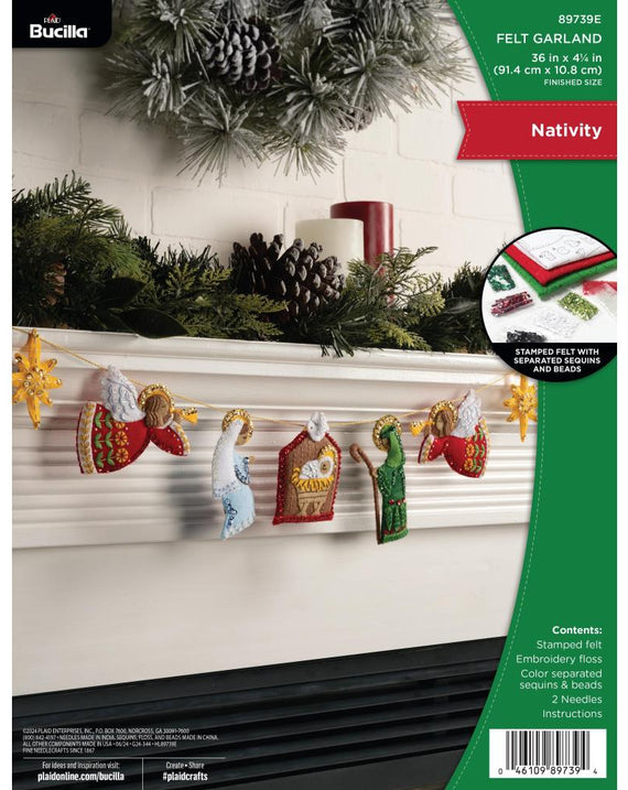 DIY Bucilla Nativity Christmas Garland Felt Wall Hanging Kit