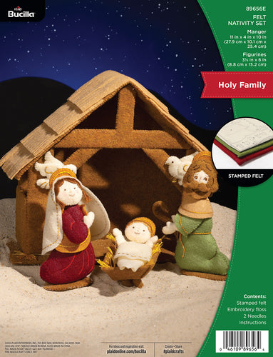 DIY Bucilla Nativity Set Christmas Manger Felt 3D Ornament Kit 89656E