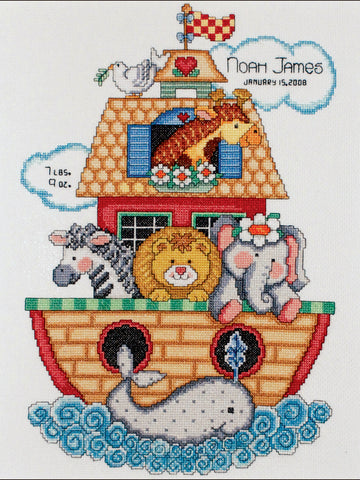 DIY Tobin Noahs Ark Baby Birth Record Gift Counted Cross Stitch Kit