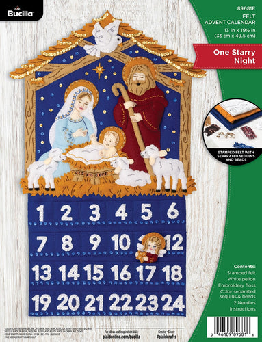 DIY Bucilla One Starry Night Christmas Advent Calendar Felt Craft Kit 89681E