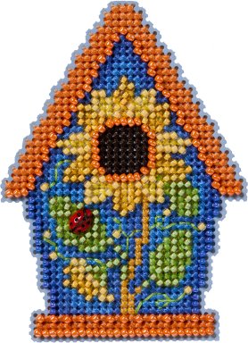 DIY Mill Hill Painted Birdhouse Flower Counted Cross Stitch Magnet Kit